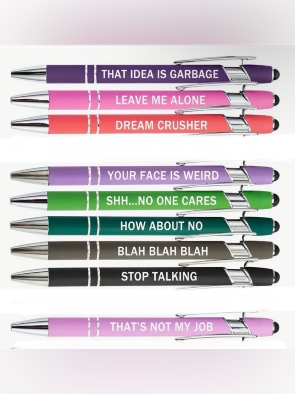 Sarcastic Office Quotes Retractable Ballpoint Pens with Stylus Tip 1/$5 2/$8